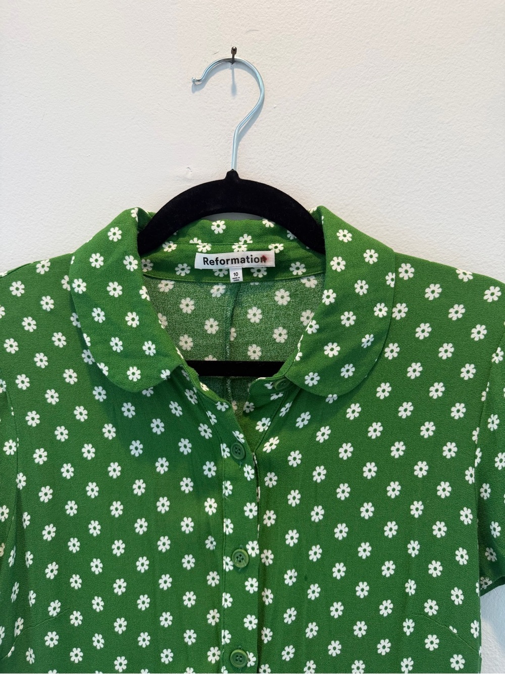 Reformation “Willa” Green Daisy Print Midi Dress Size 10 - Picture 6 of 7
